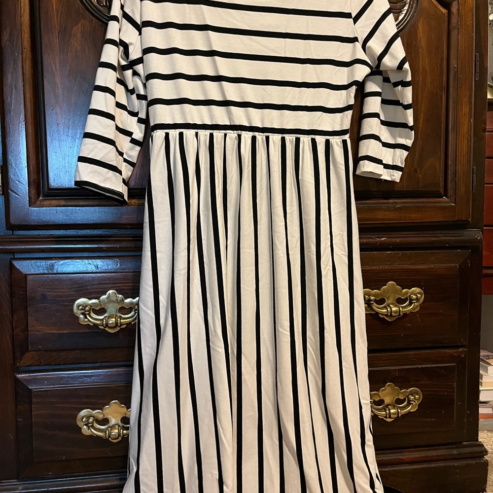 Navy/white striped knit dress